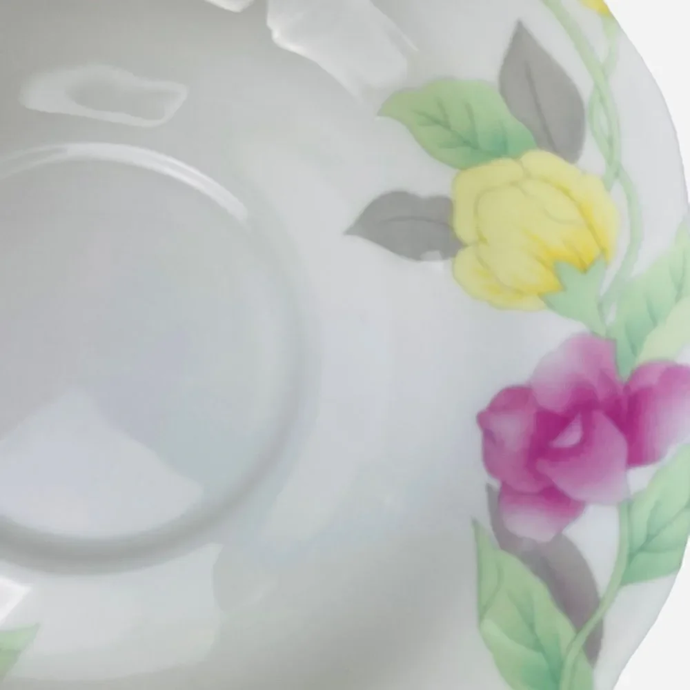 Hankook Bone China England Original Tech Teacup Saucers 2 Sets Korea NIB Floral